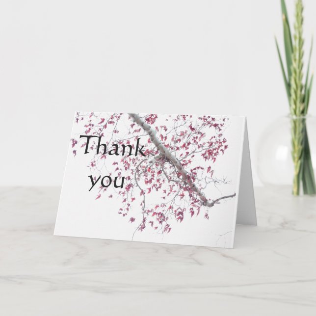 Cartão Um toque de folhas rosa (Frente)