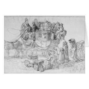 Cartão Um treinador de correio do país ocidental que sae