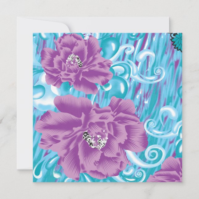 Cartão Um vibrante design de tecido com roxo e turq (Frente)