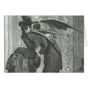 Cartão Um Victorian do beijo/vampiro voado gótico