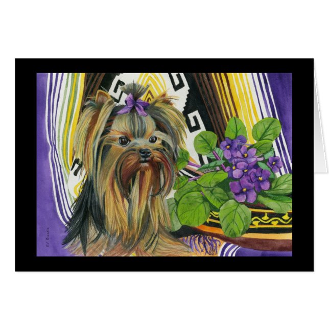 Cartão Um Yorkie nomeado Violeta (Frente horizontal)