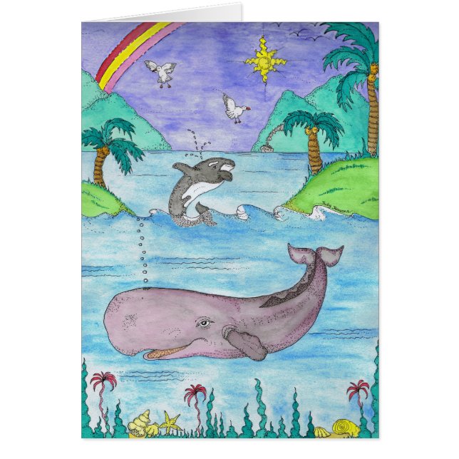 Cartão Uma baleia de um momento (Frente)