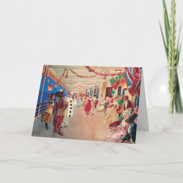 Cartão Uma Bola Mascarada numa Embarcação | Victor Gabrie (Frente)