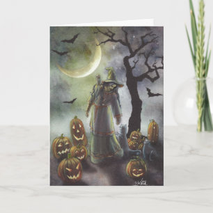 Cartão Uma caminhada nebulosa no Halloween.