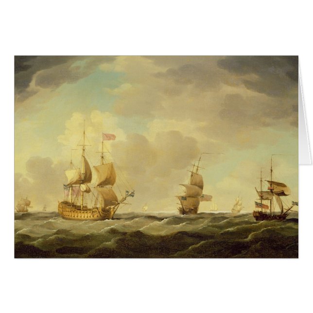 Cartão Uma capitânia inglesa sob a vela fácil em um (Frente Horizontal)