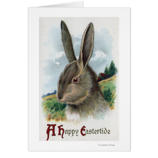 Cartão Uma Cena de Coelho Feliz EastertideCinza (Frente)