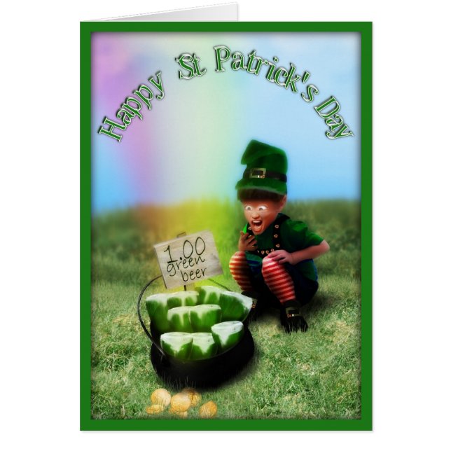 Cartão Uma Cerveja Pote no Arco-Íris! (Frente)