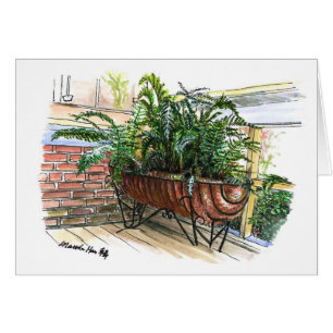 Cartão Uma cesta das samambaias