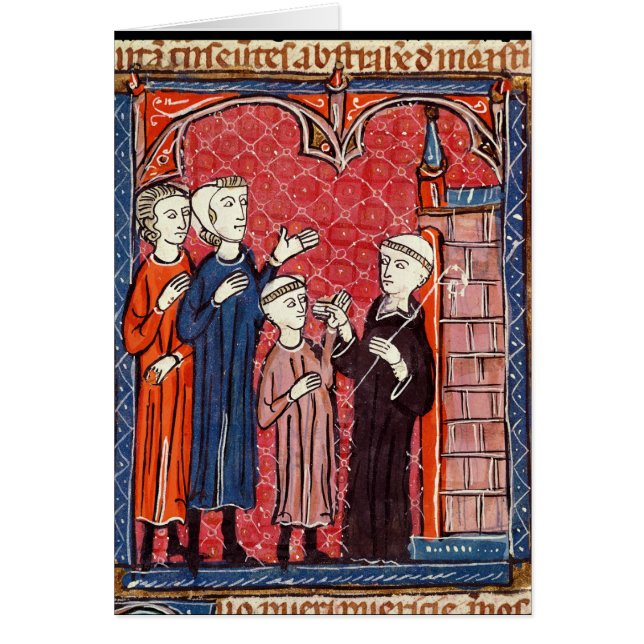 Cartão Uma criança trazida a um monastério por seus pais (Frente)