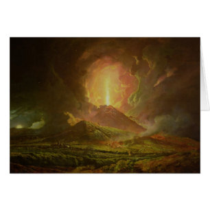 Cartão Uma erupção do Vesúvio, vista de Portici