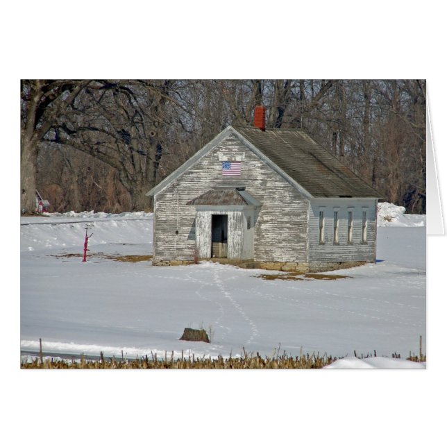 Cartão Uma escola de quarto no inverno (Frente Horizontal)