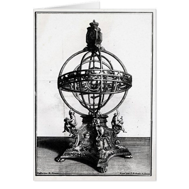 Cartão Uma esfera Armillary do sistema Copernican (Frente)