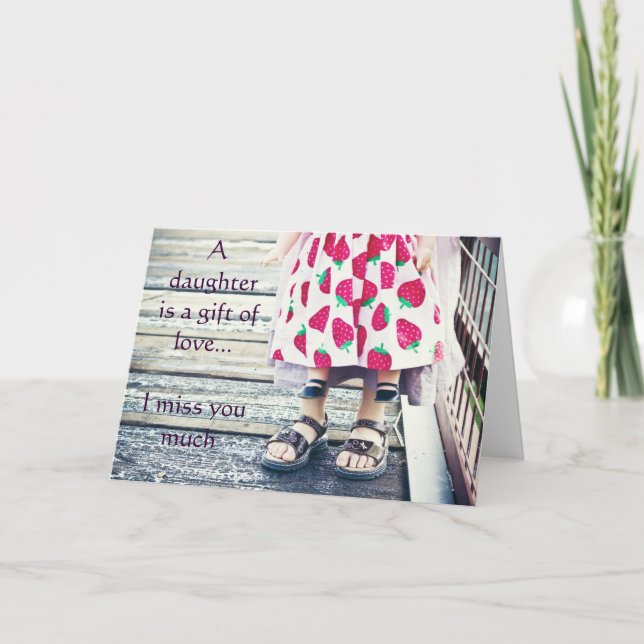 Cartão Uma filha é uma dádiva de amor... cartão. (Frente)