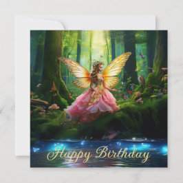 Cartão Uma floresta mágica de fadas na floresta de bosque