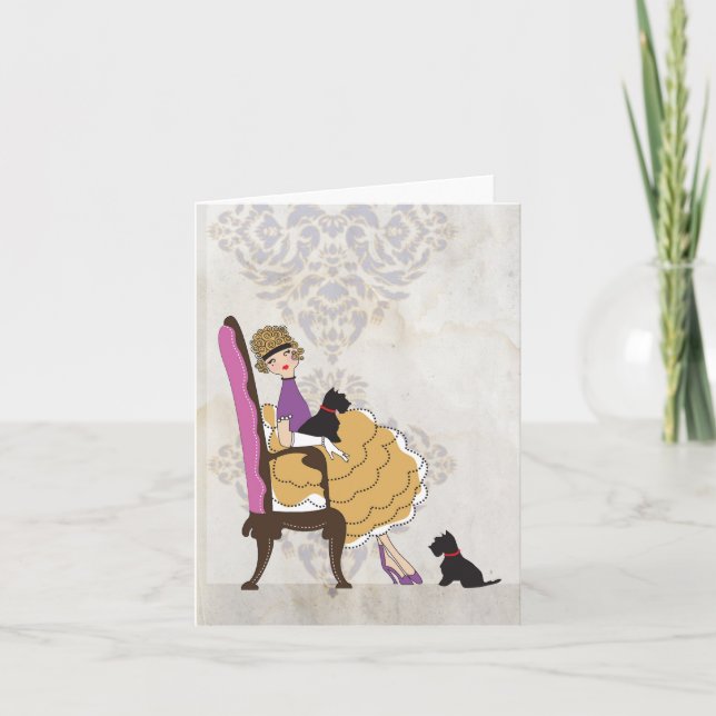 Cartão Uma garota e seus cachorros (Frente)