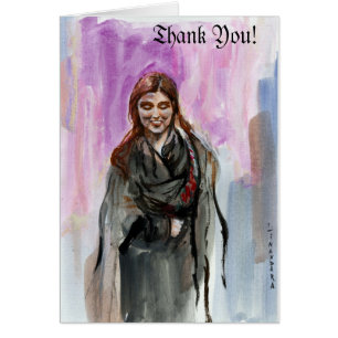 Cartão Uma garota sorridente de preto