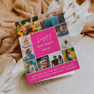 Cartão Uma grelha de colagem de fotografias de aniversári