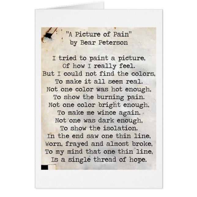Cartão Uma imagem de dor (Frente)