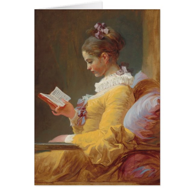 Cartão Uma jovem garota lendo, o leitor de J. Fragonard (Frente)
