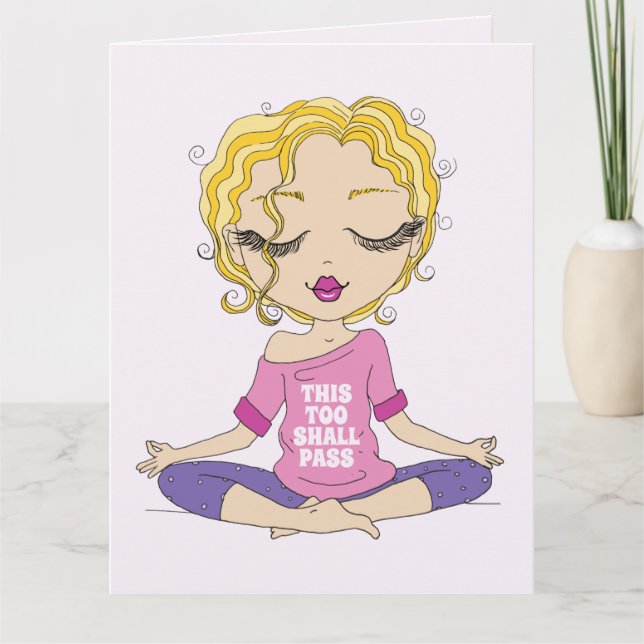 Cartão Uma Loura Ioga Bonita Que Também Passará Por Sauda (Frente)