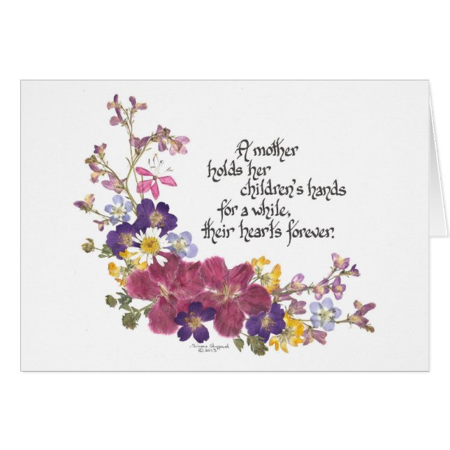 Cartão Uma mãe guardara o coração da sua criança (Frente Horizontal)