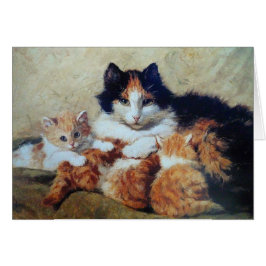 Cartão Uma mãe orgulhosa - um gato com seus gatinhos