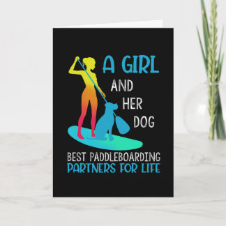 Cartão Uma Menina E Seu Cachorro, O Melhor Paddboard