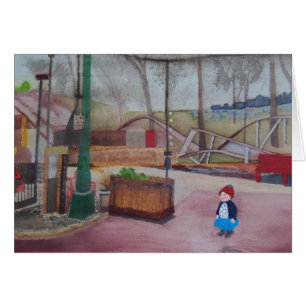 Cartão "Uma menina e um parque de diversões… "