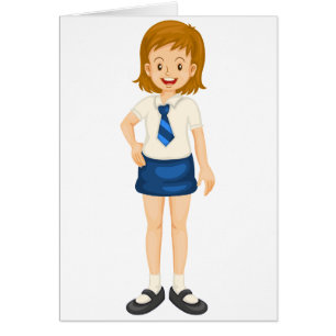 Cartão uma menina na farda da escola