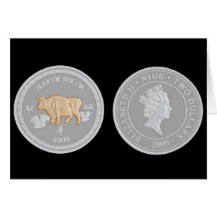 Cartão Uma moeda comemorativa de prata