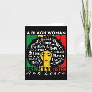 Cartão Uma Mulher Negra Está Falando Ouça E Aprenda Afro