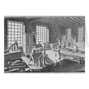 Cartão Uma oficina de construtores de gabinete, do Encycl