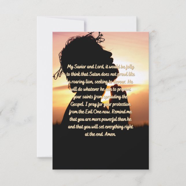Cartão Uma oração de proteção contra a placa de saudação  (Frente)