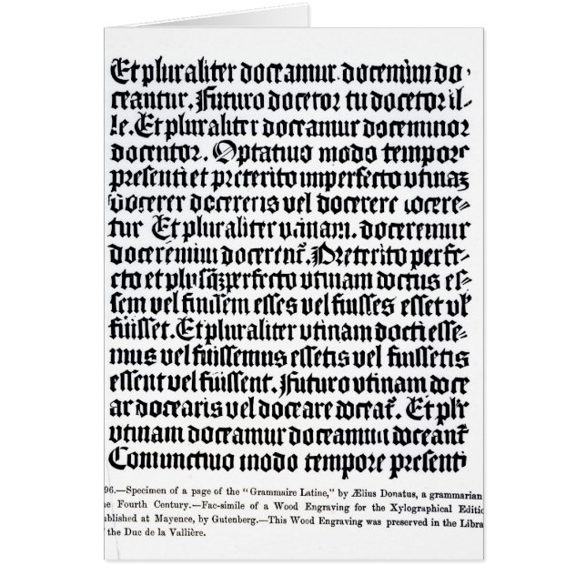 Cartão Uma página 'do Grammaire Latine (Frente)