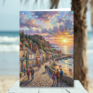 Cartão Uma Passarela de Vila de Praia Bonita   Aniversári