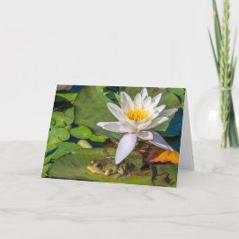 Cartão Uma rã sob uma flor de nenúfar