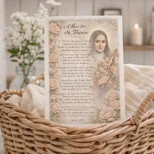 Cartão Uma Rosa para Nota Devocional de Santa Teresa