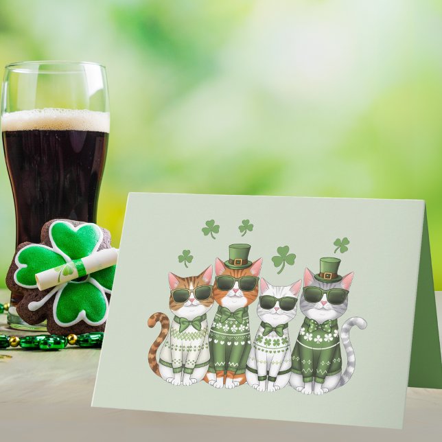 Cartão Uma Rua perfeita. Dia de Patrick (The purr-fect card for St. Patrick's Day!)
