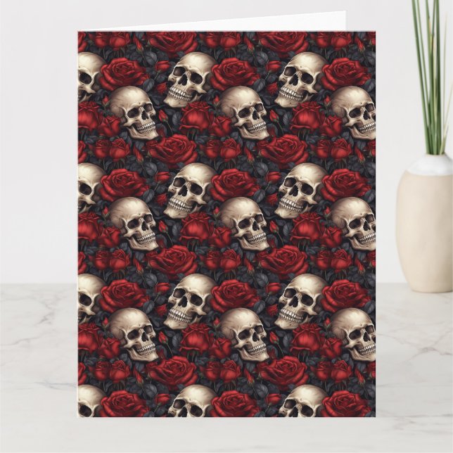 Cartão Uma Série de Caveira e Rosas Design 10 (Frente)
