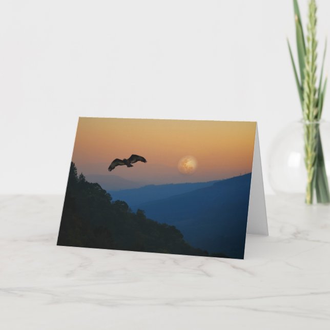 Cartão Uma subida das águias no fullmoon (Frente)