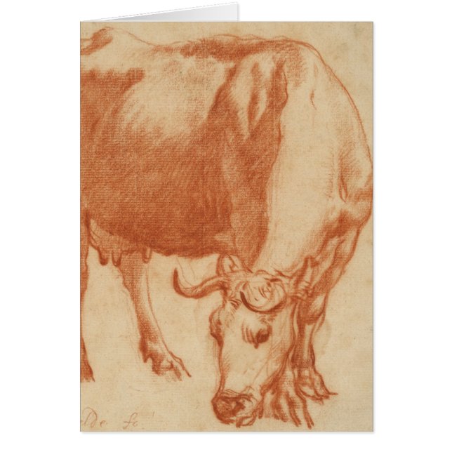 Cartão Uma vaca arrasando por Adriaen van de Velde - Vint (Frente)