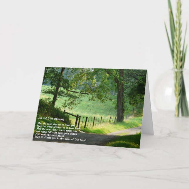 Cartão Uma Velha Bênção Irlandesa.-Paisagem Verde (Frente)