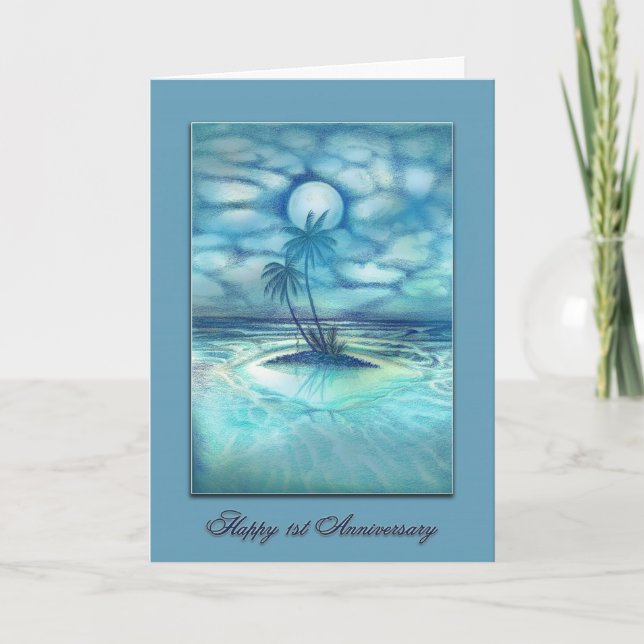 Cartão Uma vez "aniversário da lua azul" em um ø, oásis (Frente)