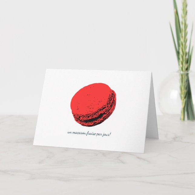 Cartão un macaron fraise par jour! (Frente)