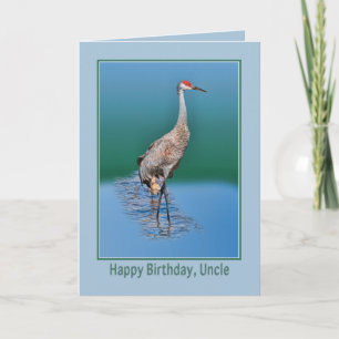 Cartão Uncle's Birthday Card with Baby Sandhill Crane