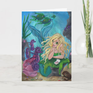 Cartão "Underwater Treasures" mermaid blank greeting card