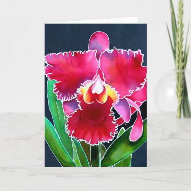 Cartão Única orquídea cor-de-rosa (Frente)