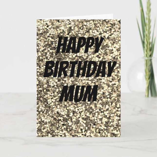 Cartão único de aniversário de mãe sparkle (Frente)