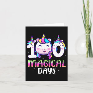 Cartão Unicorn 100 Dias Mágicos Meninas Crianças 100 Dia