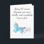 Cartão Unicorn 50th Birthday Trust a Fart Humor 50<br><div class="desc">Este design foi criado através da arte digital. Pode ser personalizado na área fornecer ou personalizar escolhendo o clique para personalizar mais opções e alterando o nome, as iniciais ou as palavras. Você também pode alterar a cor e o estilo do texto ou excluir o texto de um design de...</div>